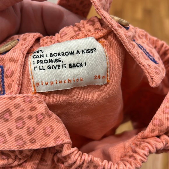 Piupiuchick pink bloomers with suspenders cheetah print denim bloomers 24 mos - Picture 6 of 7